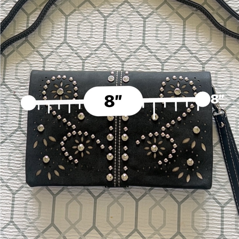 American Bling Black Studded Clutch Wristlet - Picture 2 of 8